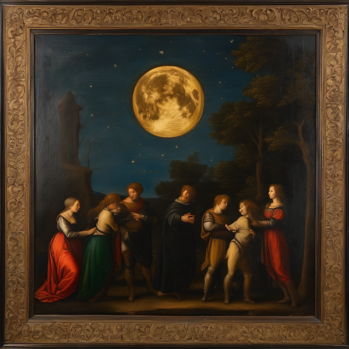 "Moonlit Scene" in style of Renaissance